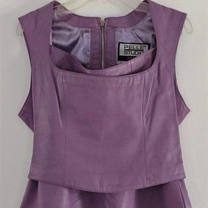 2 Piece Top & Skirt Set Wilson Leather Pelle Studio Women Size 6 Lavender Lined